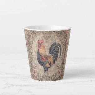 Schönes Vintage-Hahn- und Blumenmuster Milchtasse