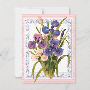Schönes Vintage-Iris-Blumenstrauß-Geburtstagsgesch Einladung