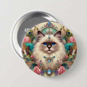 Schönes Vintage Ragdoll-Katz Art Button