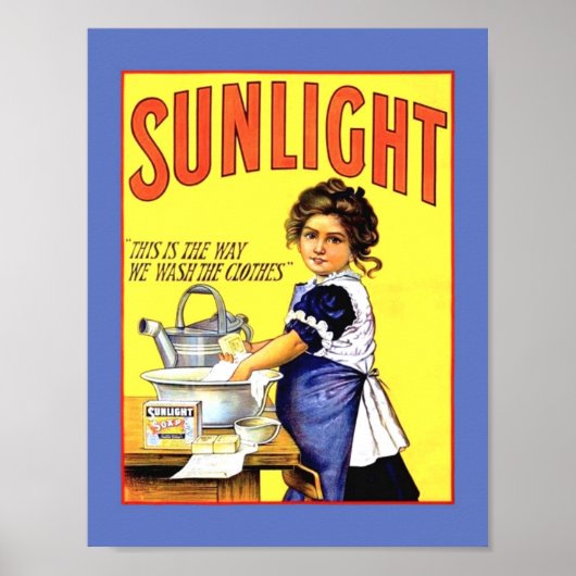 Schönes Vintages 1889 Sonnenlicht Waschmaschine Se Poster (Vorne)