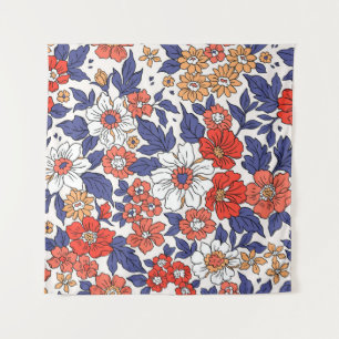 Schönes Vintages Blumenmuster in kleinem Realisti Wandteppich