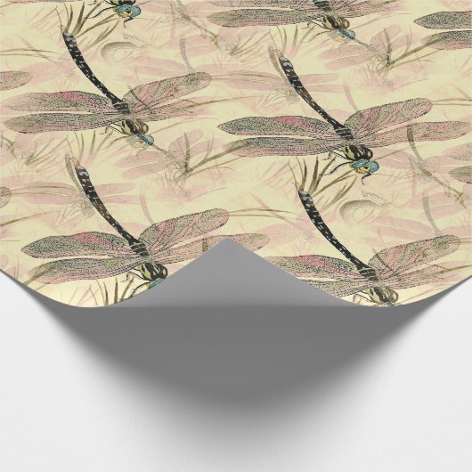 Schönes Vintages Dragonfly-Muster Geschenkpapier (Ecke)