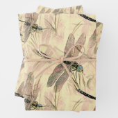 Schönes Vintages Dragonfly-Muster Geschenkpapier Set (Beispiel)