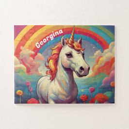 Schönes Vintages Einhorn Personalisiert Puzzle