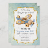 Schönes Vintages Flugzeugspielzeug Geburtstag Einladung (Vorne/Hinten)