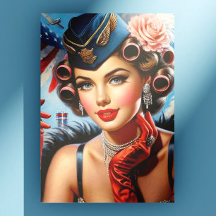 Schönes Vintages Girl Portrait Postkarte