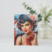 Schönes Vintages Girl Portrait Postkarte (Stehend Vorderseite)