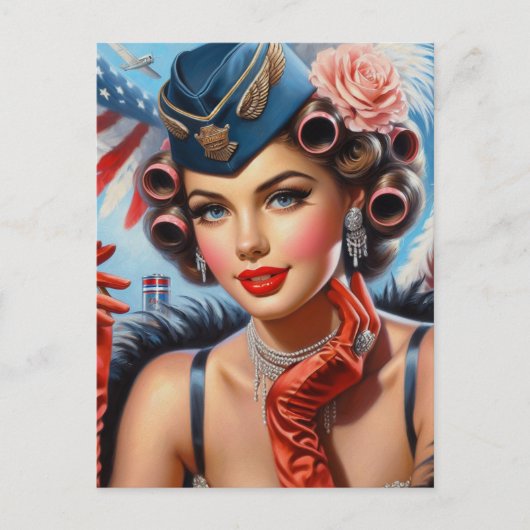 Schönes Vintages Girl Portrait Postkarte (Vorderseite)