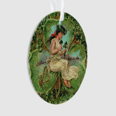 Schönes Vintages Mädchen mit Kleeblättern Ornament (Vorderseite)