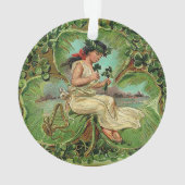 Schönes Vintages Mädchen mit Kleeblättern Ornament (Rückseite)