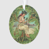 Schönes Vintages Mädchen mit Kleeblättern Ornament (Vorderseite)