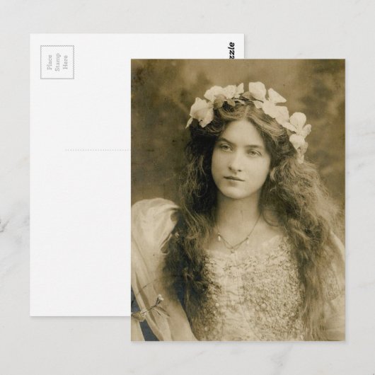 Schönes Vintages Mädchen Postkarte (Vorne/Hinten)