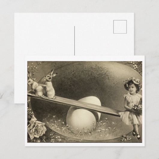 Schönes Vintages Ostern Postkarte (Vorne/Hinten)
