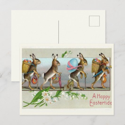 Schönes Vintages Ostern Postkarte (Vorne/Hinten)