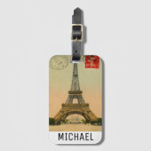 Schönes Vintages Pariser Monogramm Gepäckanhänger (Vorderseite Vertikal)