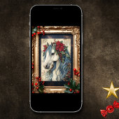 Schönes Vintages Pferd mit Rahmen Weihnachten