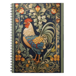 Schönes Vintages Rooster William Morris Inspiriert Notizblock