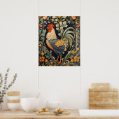 Schönes Vintages Rooster William Morris Inspiriert Poster (Küche)