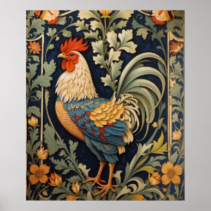 Schönes Vintages Rooster William Morris Inspiriert Poster