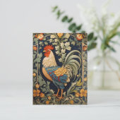 Schönes Vintages Rooster William Morris Inspiriert Postkarte (Stehend Vorderseite)