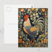 Schönes Vintages Rooster William Morris Inspiriert Postkarte (Vorne/Hinten)