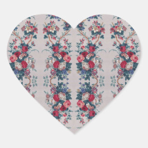 Schönes Vintages Rosen-Blumen-Blumenstraußmuster Herz-Aufkleber