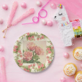 Schönes, Vintages Rosenstöckchen-Party Pappteller (Party)