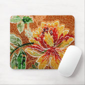 Schönes, Vintages Rot-Gelb-Tapete Mousepad (Mit Mouse)