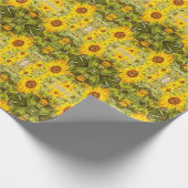 Schönes, Vintages, rustikales Sonnenblumenmuster Geschenkpapier (Ecke)