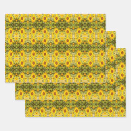 Schönes, Vintages, rustikales Sonnenblumenmuster Geschenkpapier Set