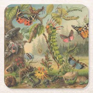 Schönes Vintages Schmetterlingsinsekt Rechteckiger Pappuntersetzer