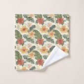 Schönes, Vintages tropisches Muster Badhandtuch Set (Waschlappen)