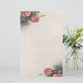 Schönes Vintages viktorianisches Rosen-Briefpapier Briefpapier (Stehend Vorderseite)