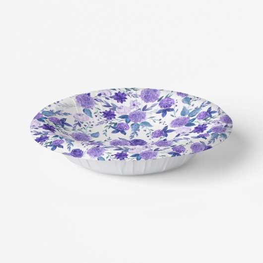 Schönes VIOLET Blumenmuster Papier Teller (Gewinkelt)