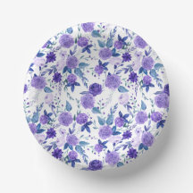 Schönes VIOLET Blumenmuster Papier Teller