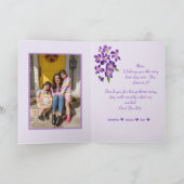 Schönes Violett Blumenmutter-Foto Karte (Innenseite)