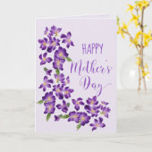 Schönes Violett Blumenmutter-Foto Karte (Gelbe Blume)