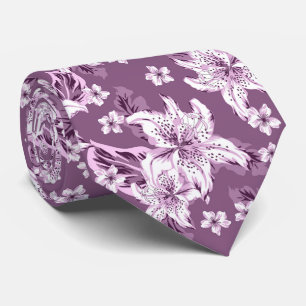 Schönes violettes Blumenmuster Krawatte