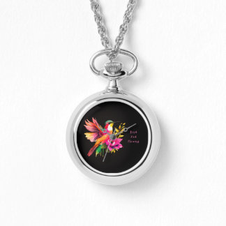 Schönes Vogel- und Blumenmuster, modern Armbanduhr