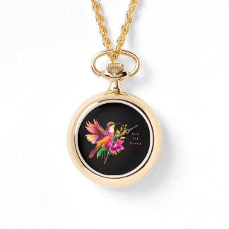 Schönes Vogel- und Blumenmuster, modern Armbanduhr