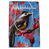 Schönes Vogelfrühlingsgemälde Mittlere Geschenktüte (Vorderseite)