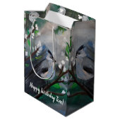 Schönes Vogelfrühlingsgemälde Mittlere Geschenktüte (Rückseite Schrägansicht)