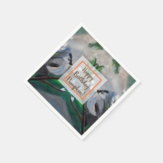 Schönes Vogelfrühlingsgemälde Serviette (Ecke)