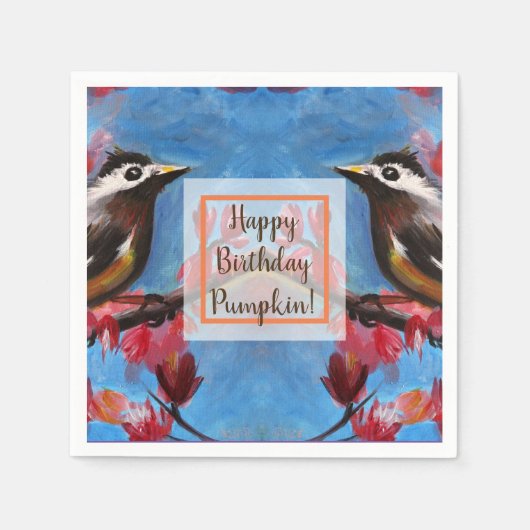 Schönes Vogelfrühlingsgemälde Serviette (Vorderseite)