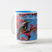Schönes Vogelfrühlingsgemälde Zweifarbige Tasse (Vorderseite Links)