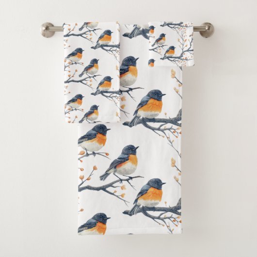 Schönes Vogelmuster auf Weiß Badhandtuch Set (Insitu)