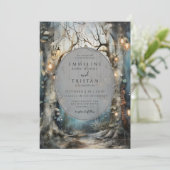 Schönes Waldgebiet mit leuchtenden Lichtern Einladung (Stehend Vorderseite)