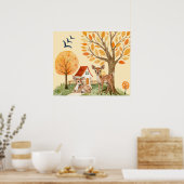 Schönes Waldland Hirschlandschaft Zuhause Kids Poster (Küche)