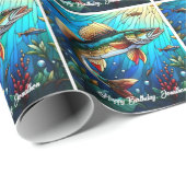 Schönes Walleye Pike am See Geschenkpapier (Rolleneckpunkt)