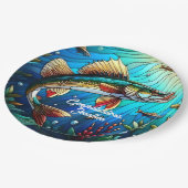 Schönes Walleye Pike am See Pappteller (Schrägansicht)